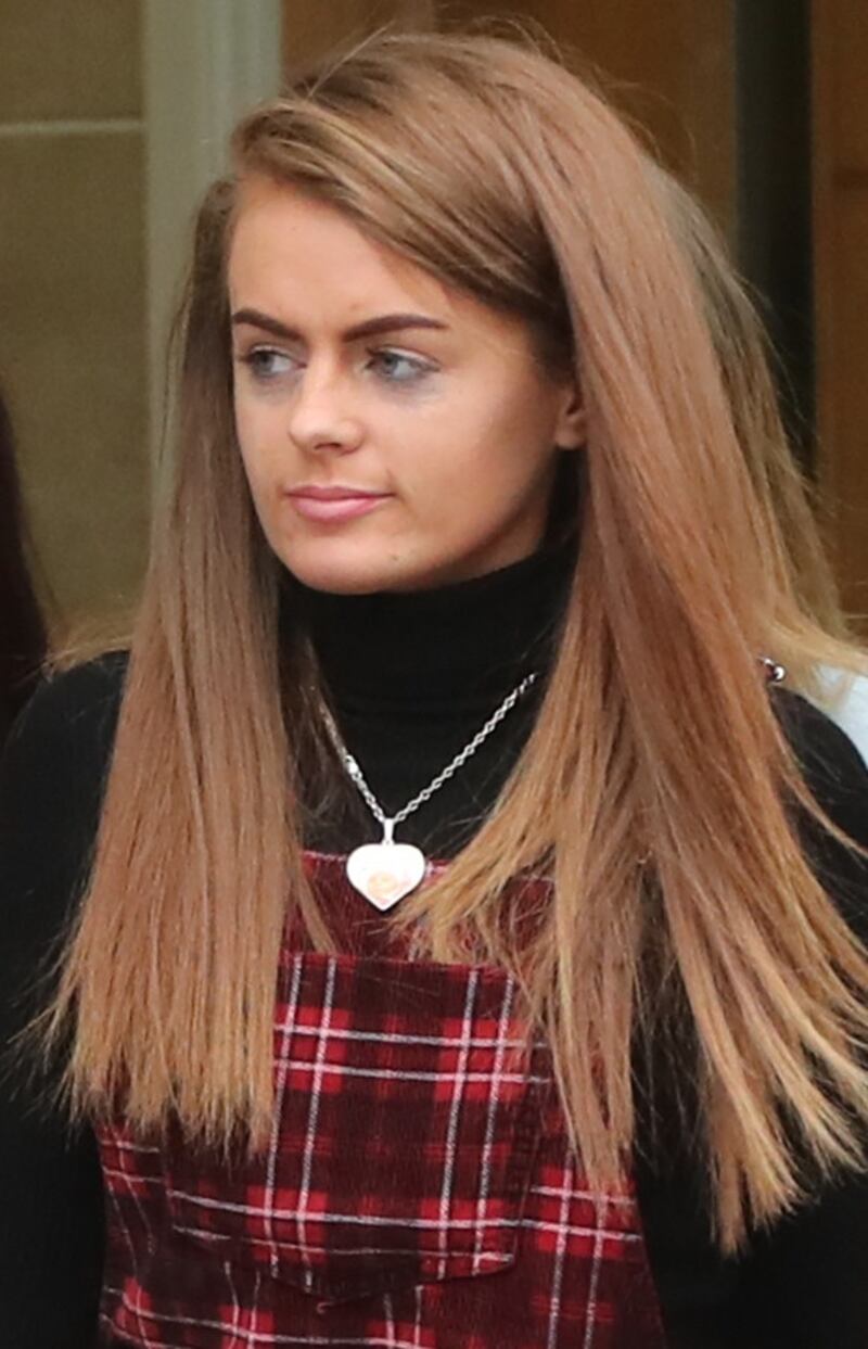 Tammie-Louise Walsh leaving the inquest into the death of her daughter, Caragh, at Belfast Coroners Court on Monday, October 8th Photograph: Niall Carson/PA Wire