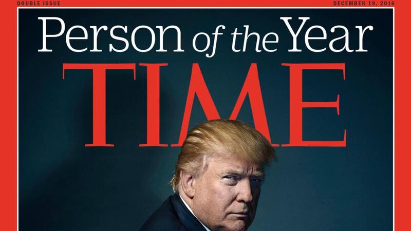 Time December 19th, 2016 issue: Donald Trump is named Person of the Year. Photograph: Time/EPA