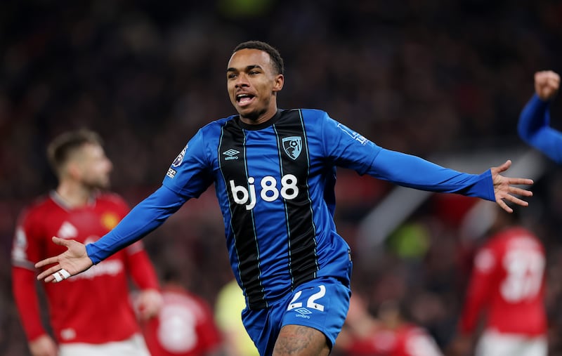 Eli Junior Kroupi of AFC Bournemouth celebrates scoring his team's fourth goal. Photograph: Stu Forster/Getty