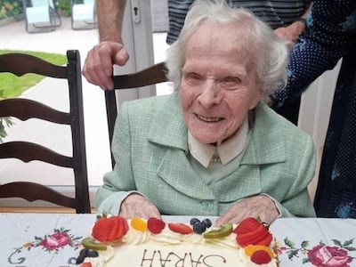 Sarah Coyle pictured on her 108th birthday in July 2024
