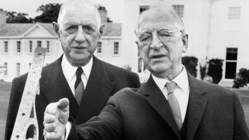 Charles de Gaulle meets Éamon de Valera at Áras an Uachtaráin on June 18th, 1969. Photograph: AFP via Getty Images)