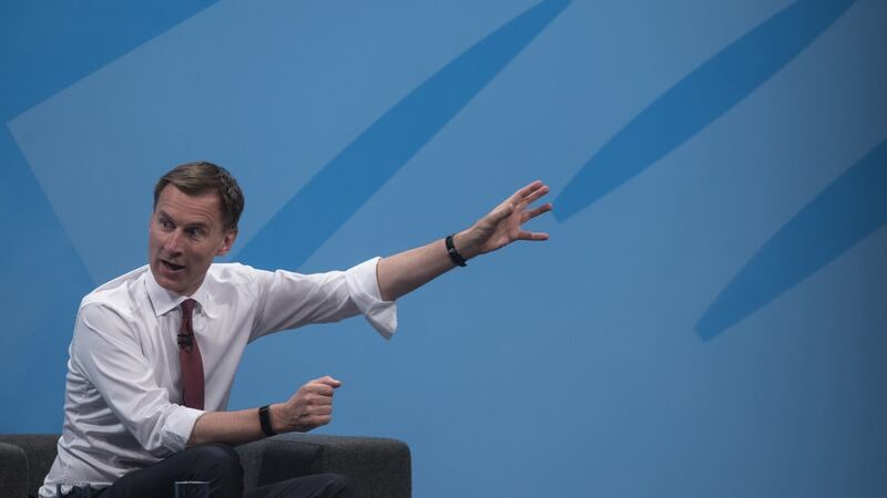 Jeremy Hunt speaks during a hustings event in Manchester on Saturday.  Photograph: Matthew Lloyd/Bloomberg