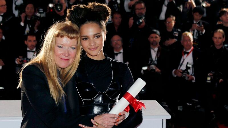Andrea Arnold with American Honey star Sasha Lane after winning the Jury prize at  Cannes. Photograph: Getty