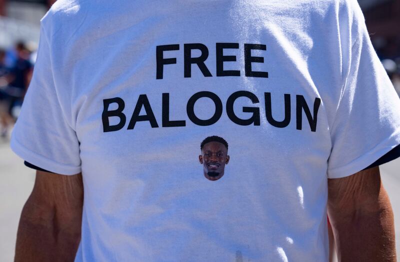 A fan supports US player Folarin Balogun. Photograph: Ruth Fremson/The New York Times