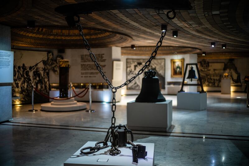 A display of slave chains at the Mupanah Museum in Port-Au-Prince, Haiti. Photograph: Federico Rios Escobar/The New York Times                     