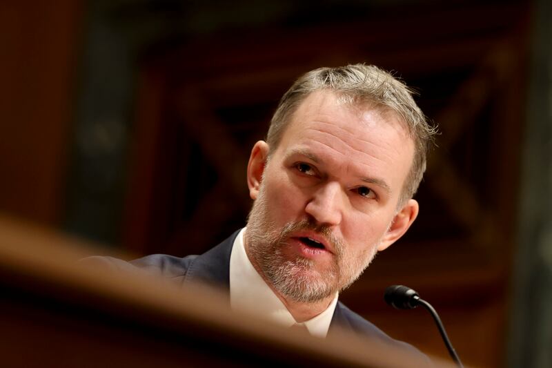 Jamieson Greer pictured during a Senate Finance Committee confirmation hearing in February. 
Photograph: Tierney L. Cross/Bloomberg 