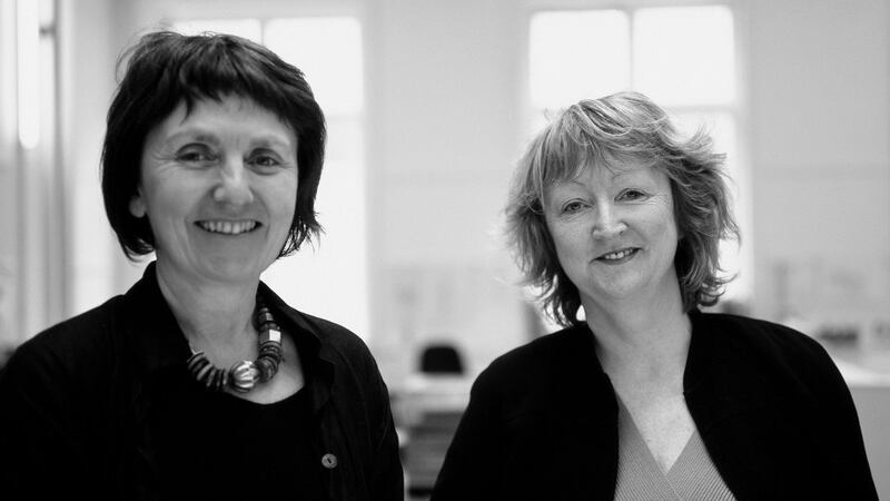 Shelley McNamara and Yvonne Farrell, recipients of the Outstanding Contribution to Architecture Award at the Building and Architect of the Year Award 2017