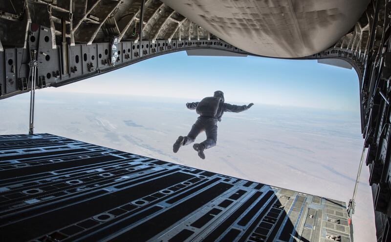 Mission: Impossible – Fallout: Tom Cruise jumps out of a plane in the spy thriller. Photograph: Chiabella James/Paramount 