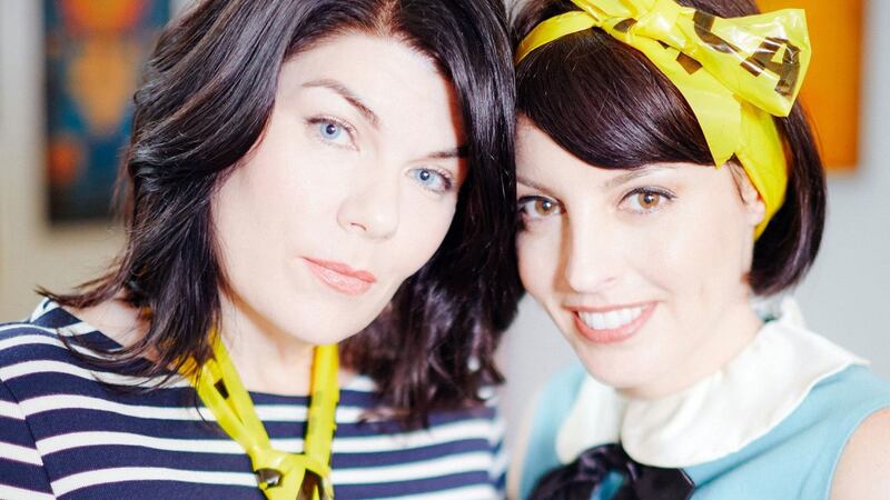 Karen Kilgariff and Georgia Hardstark, the hosts  of My Favorite Murder.  Photograph:  Jonathan Snyder