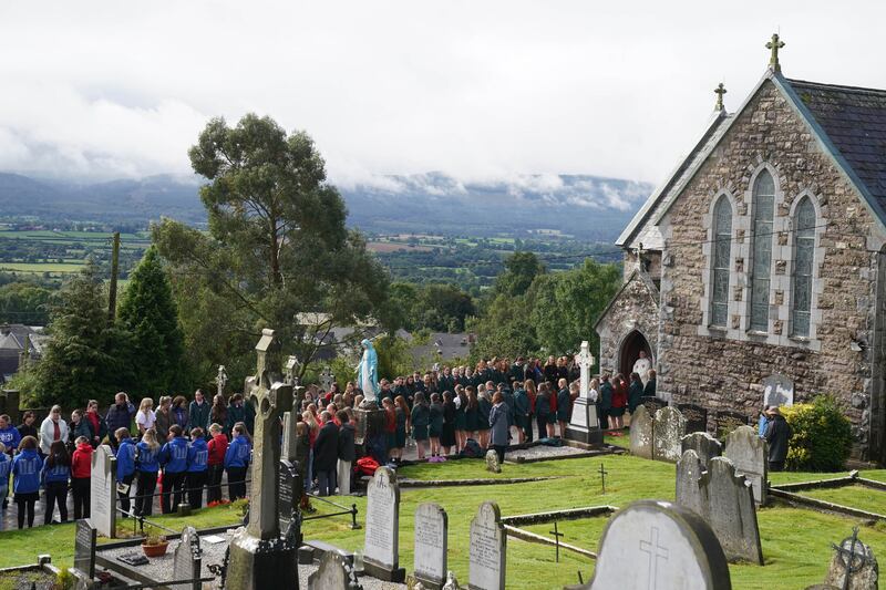 Mourners and schoolfriends attend the funeral of Nicole Murphy at St John the Baptist Church in Kilcash, near Clonmel, Co Tipperary. Photograph: Brian Lawless/PA Wire