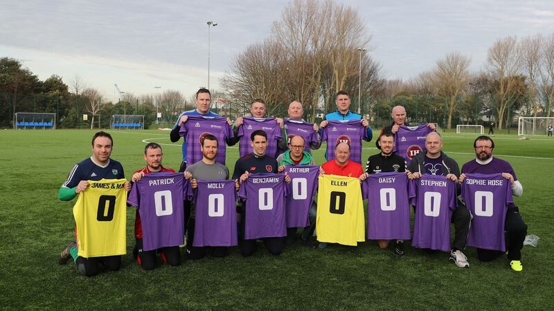 Féileacáin – the Stillbirth and Neonatal Death Association of Ireland – is organising a football match between Irish fathers who have lost babies and a similar team from Wales. Photograph: Nick Bradshaw
