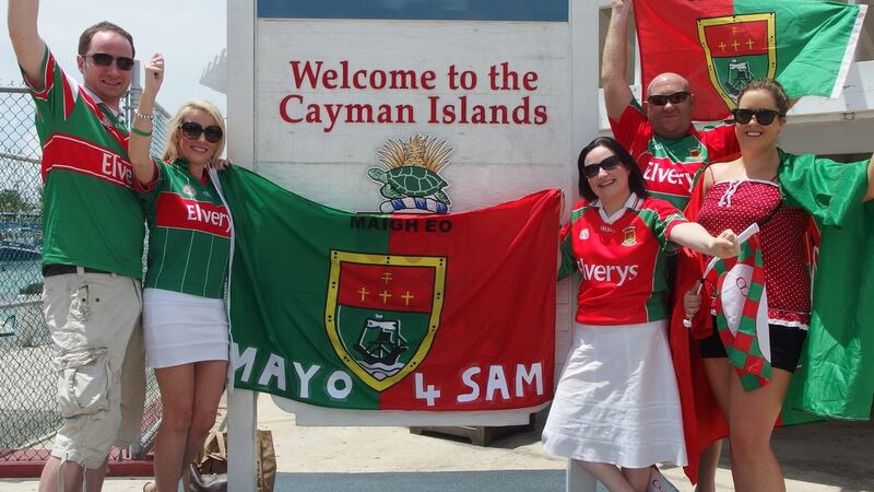 Lainey Broderick (second from left) with fellow Mayo supporters in the Cayman Islands.