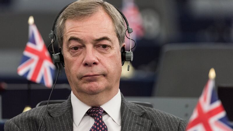 British MEP and former leader of the UK Independence Party (UKIP) Nigel Farage,   listens to a speech at the European Parliament. Photograph: EPA