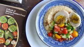 Hamine eggs with hummus