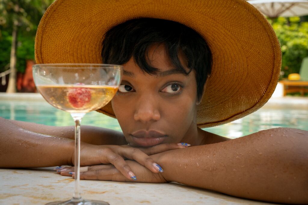 Naomi Ackie stars as Frida in director Zoë Kravitz's Blink Twice. Photograph: Carlos Somonte/ Amazon Content Services