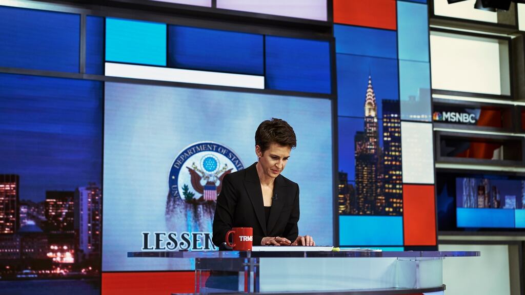 Before the broadcast Rachel Maddow announced she was poised to reveal previously unseen tax records from president Donald Trump on her show, a revelation that galvanized the MSNBC anchor’s competitors and bolstered her ratings. Photograph: An Rong Xu/The New York Times