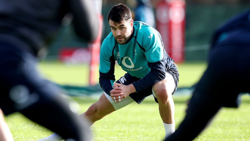 Conor Murray stretches during training at Carton House on Tuesday. Photograph: Bryan Keane/Inpho