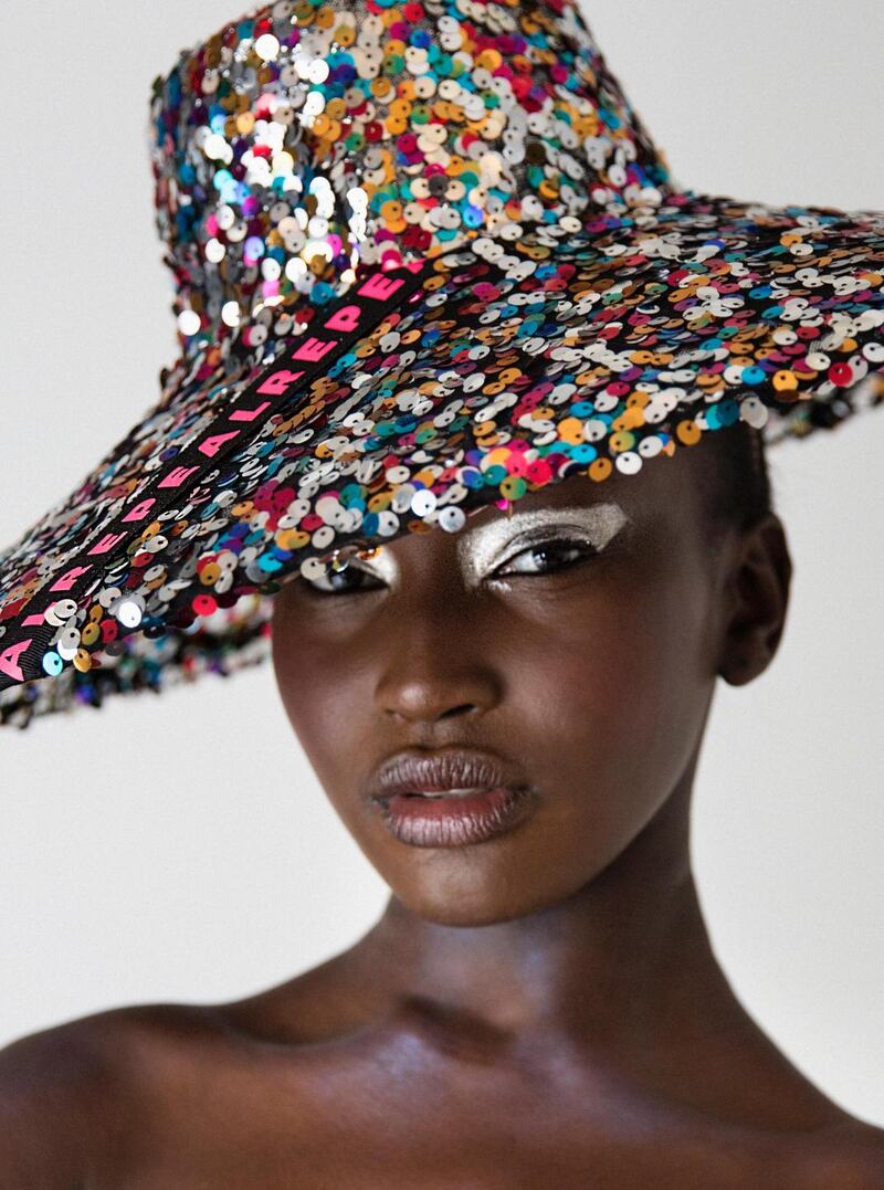 A specially-designed sequinned hat (€550) by Margaret O’Connor will be on sale at the Fashion is  Repealing event at Dublin’s Powerscourt Townhouse Centre. Photograph:  Eilish McCormack