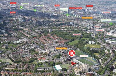 An aerial view shows the location of the Circle K site in Donnybook, Dublin 4
