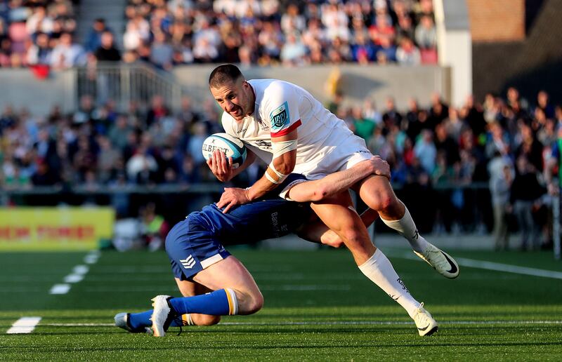 Leinster's Tommy O'Brien tackles Stuart McCloskey of Ulster. Photograph: Bryan Keane/Inpho