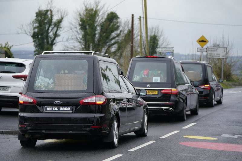The funeral cortege leaving the church. Photograph: Niall Carson/PA Wire 