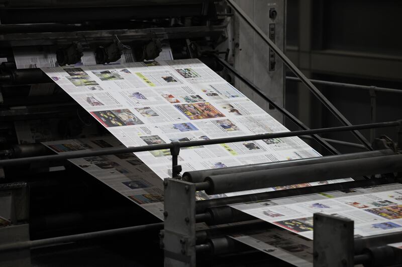 Different grades of paper are used for different parts of the weekend newspaper.  Photograph: Nick Bradshaw
