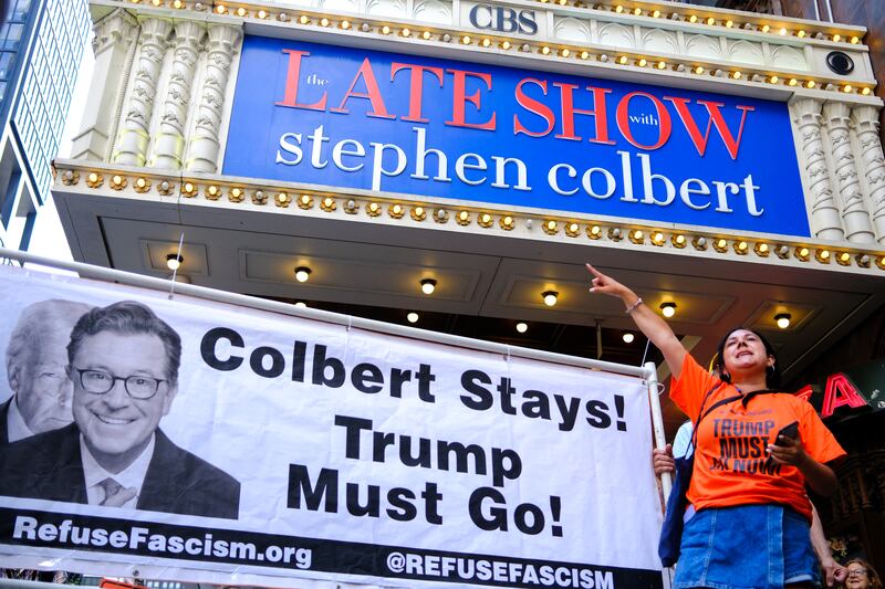 The Late Show with Stephen Colbert, a staple of late-night US television, will end in 2026, the CBS network said, days after the comedian blasted parent company Paramount's $16 million settlement with Donald Trump as 'a big fat bribe'. Photograph: Charly Triballeau/Getty Images