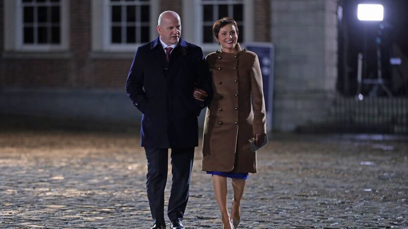 Defeated presidential candidate Seán Gallagher and his wife Trish arrive at Dublin Castle to attend the inauguration of Michael D Higgins. Photograph: Niall Carson/PA Wire