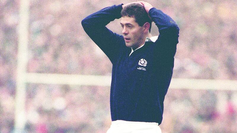 Scotland’s Gavin Hastings after missing a vital penalty against England in the 1991 Rugby World Cup semi-final  at Murrayfield. Photograph: Russell Cheyne/AllSport