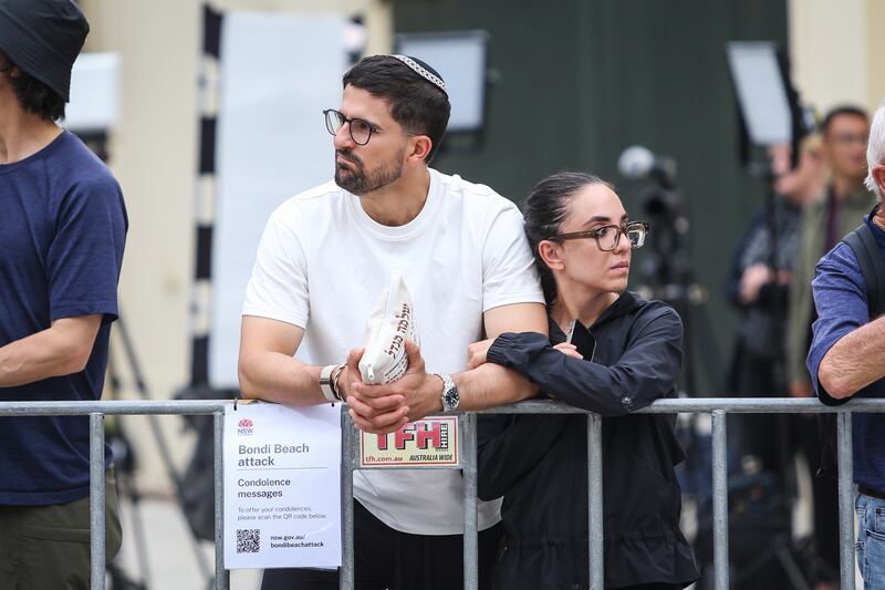 Locals grieve at Bondi Pavilion site, Sydney. Photograph: Evan Treacy for The Irish Times
