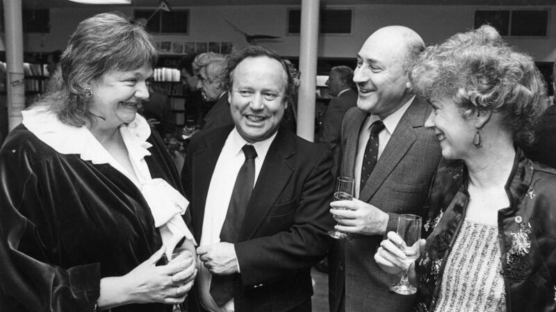 At the official opening of Waterstones Bookshop in Dawson Street, Dublin in 1987 were, from left, Maeve Binchy, Brendan Kennelly, David Marcus and Ita Daly. Photograph: Pat Langan
