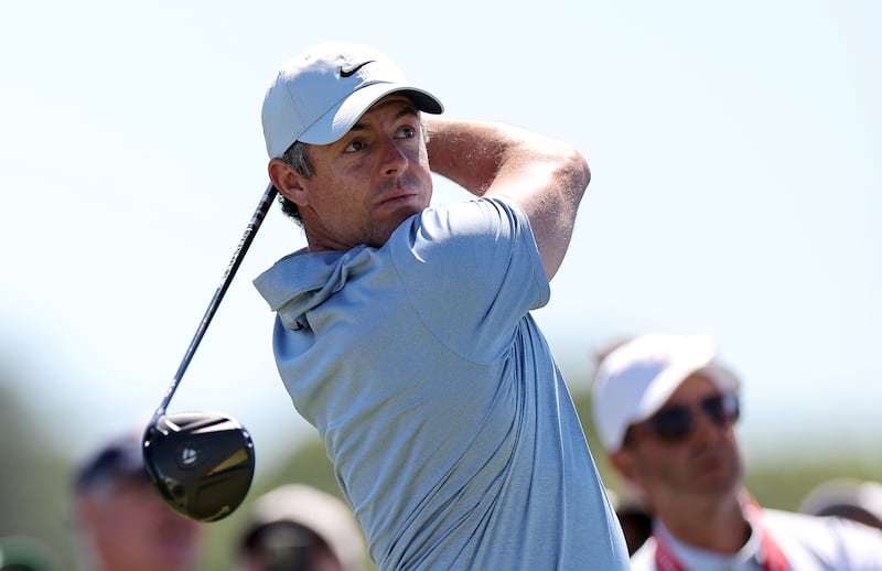 Rory McIlroy plays his shot from the fifth tee during a practice round prior to the 126th US Open at Shinnecock Hills Golf Club on June 16, 2026 in Southampton, New York. Photograph: Mike Mulholland/Getty Images