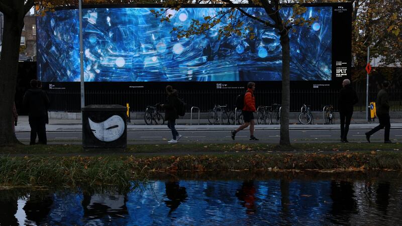 Living Canvas, a new public art initiative by Iput Real Estate in partnership with Dublin City Council offering a digital platform for artists to showcase their work. Photograph: Laura Hutton