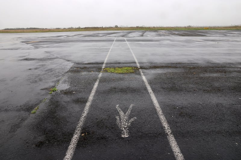 A now disused pedestrian pathway on the airport tarmac. Photograph: Dara Mac Dónaill/The Irish Times