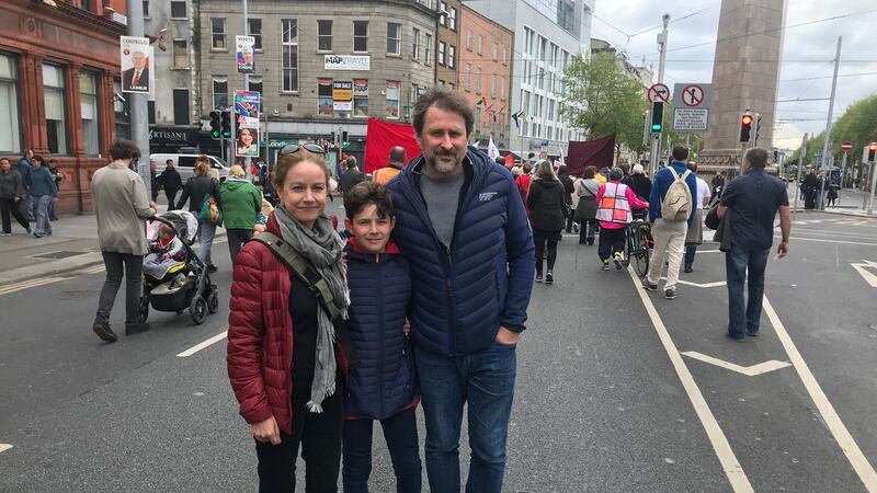 Fíona Ní Chinnéide, Gyuri Rudovski and their son Ciarán from Dublin 13