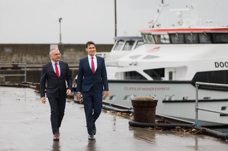 Dara Calleary and Jack Chambers on Inis Oírr. Photograph: Eamon Ward