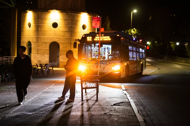Students on Cornell University’s campus in Ithaca, New York. Photograph: Lauren Petracca/The New York Times
                      