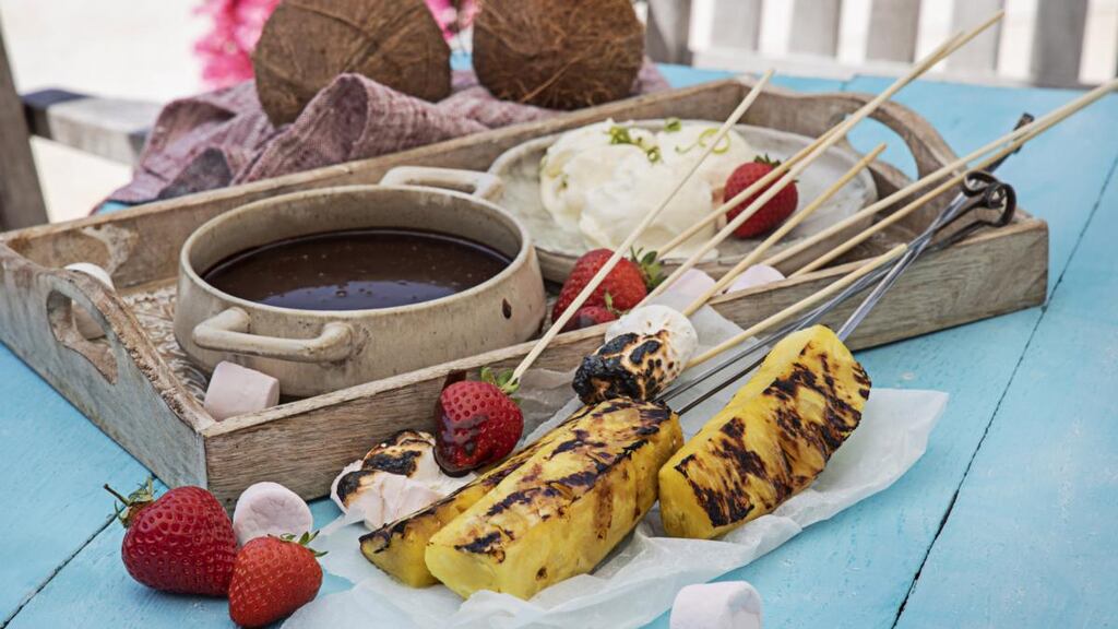 Chargrilled pineapple with coconut and lime ice-cream