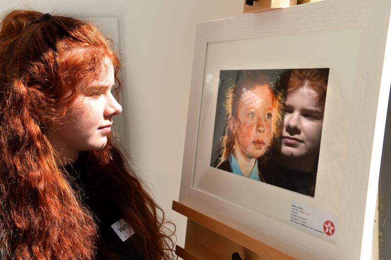 Mayo artist Hetty Lawlor in 2018 when, aged 17, she won the Texaco Children's Art Competition. Photograph: Dara Mac Dónaill