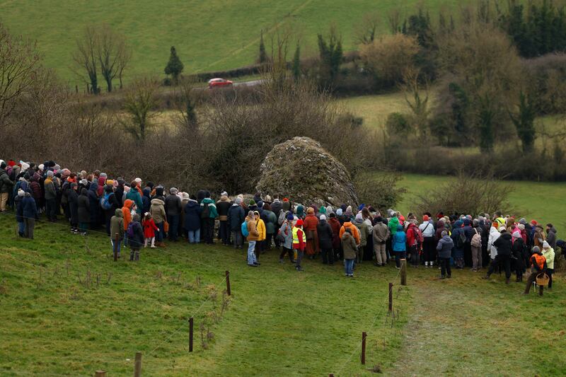 Ail na Mireann and surrounding visitors, from a higher viewpoint. Photograph: Nick Bradshaw/The Irish Times
