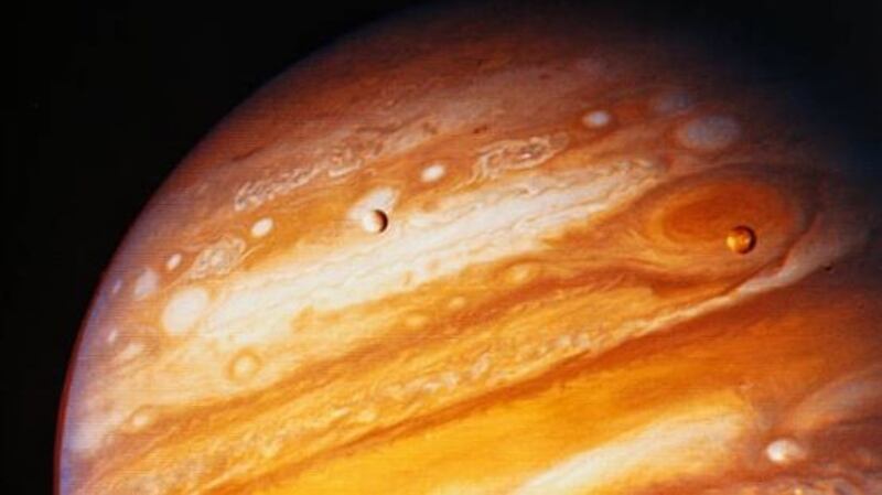 A view of Jupiter and some of its moons, taken from Voyager 1 when it passed in 1979. File photograph: Nasa/Getty Images