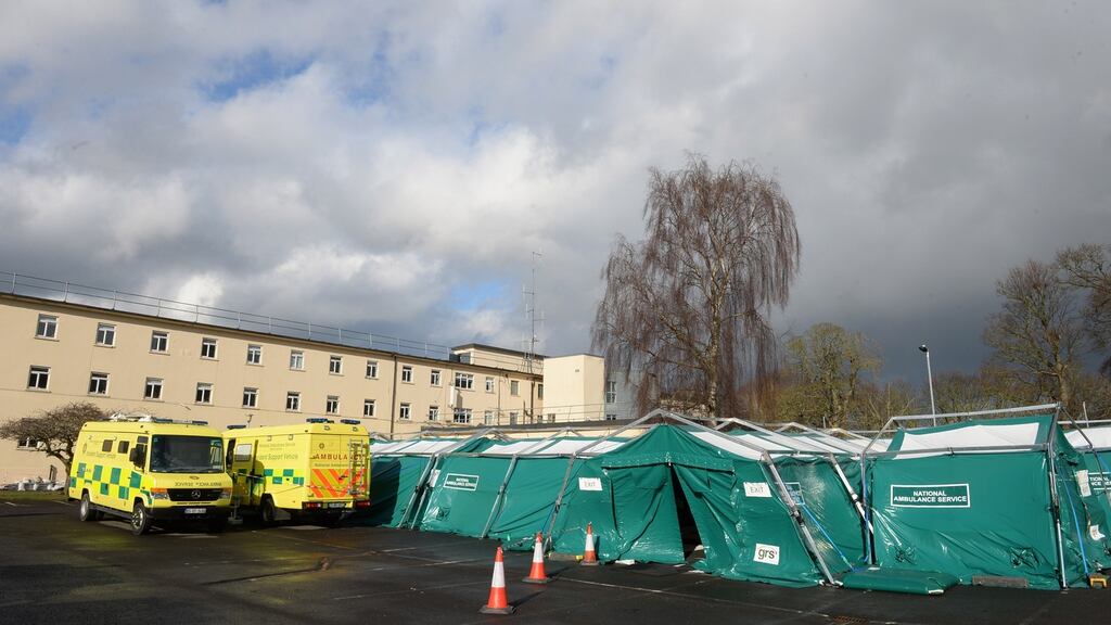 A Covid-19 vaccination area  at St Mary’s Hospital in the Phoenix Park, Dublin. Photograph: Dara Mac Dónaill
