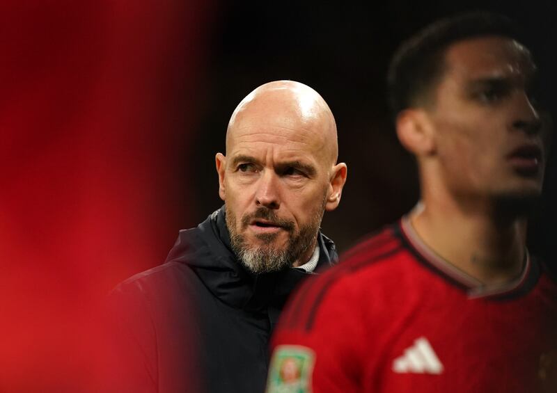 Erik ten Hag defended his tactics and his players' character as Manchester United look to bounce back from a pair of humiliating home defeats. Photograph: Martin Rickett/PA Wire 