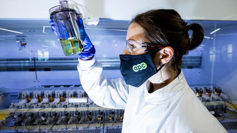 Becca Dunne, an APC process development engineer III, is pictured at work. Photograph: Andres Poveda