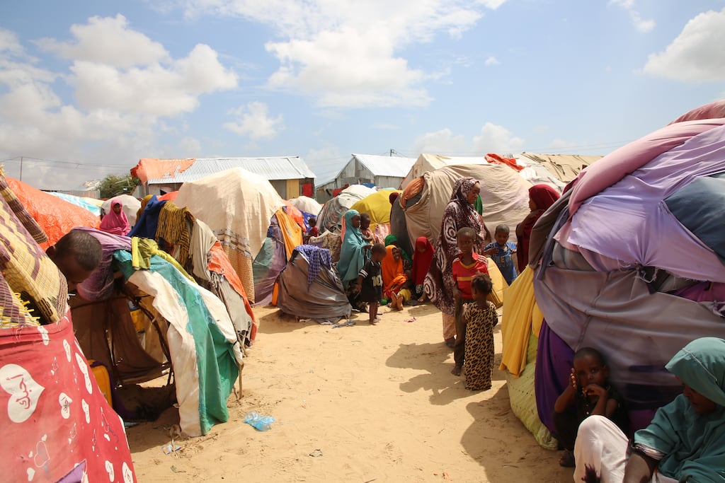 A camp for internally displaced people in Mogadishu, Somalia, in December. Photograph: Abuukar Mohamed Muhidin/Anadolu via Getty Images