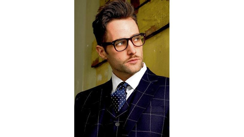 TOP Suit (€549) by Paul Costelloe at Berwin Berwin, House of Fraser; shirt (€110) by Ted Baker, from House of Fraser; tie (€45) by New Lingwood, House of Fraser; glasses, stylist's own