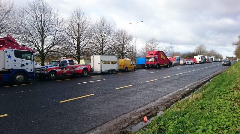 Circus Vegas vehicles parked in Mallow. Photograph: Jonathon Paolozzi