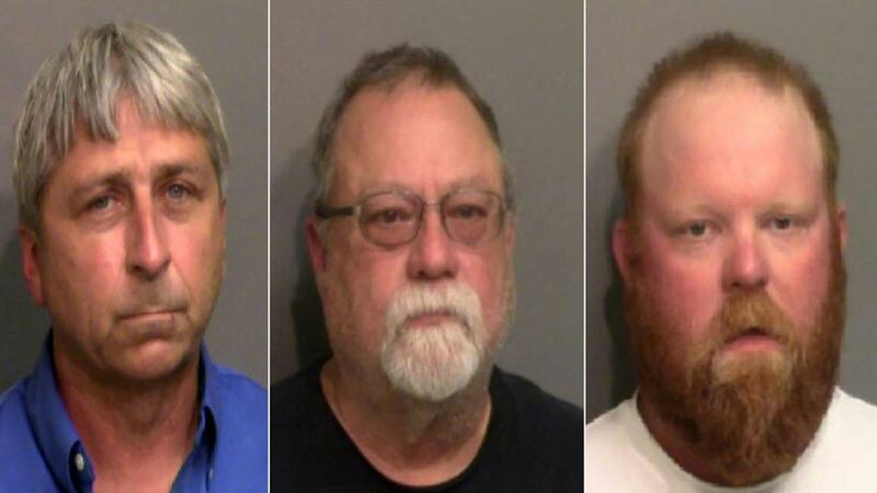 The suspects in the Ahmaud Arbery killing: William Roderick Bryan, Gregory McMichael and his son, Travis McMichael. Photograph: Glynn County Sheriff’s Office/AFP via Getty Images