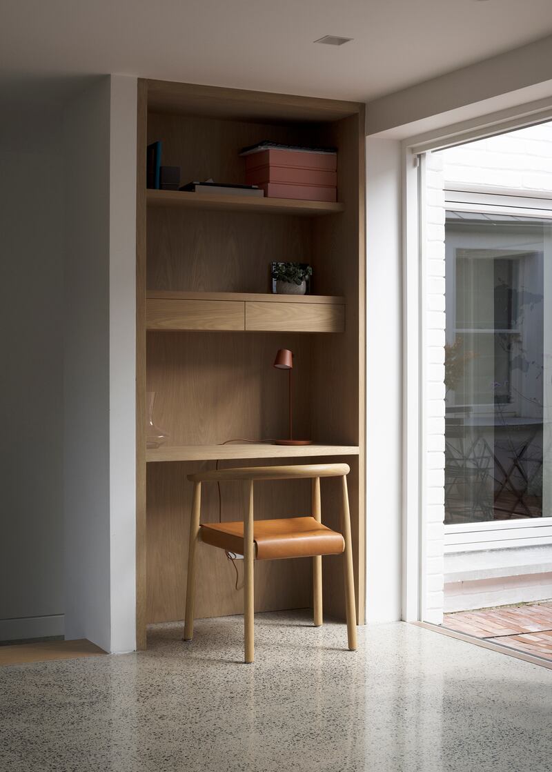 Custom-built oak desk. Photograph: Aisling McCoy