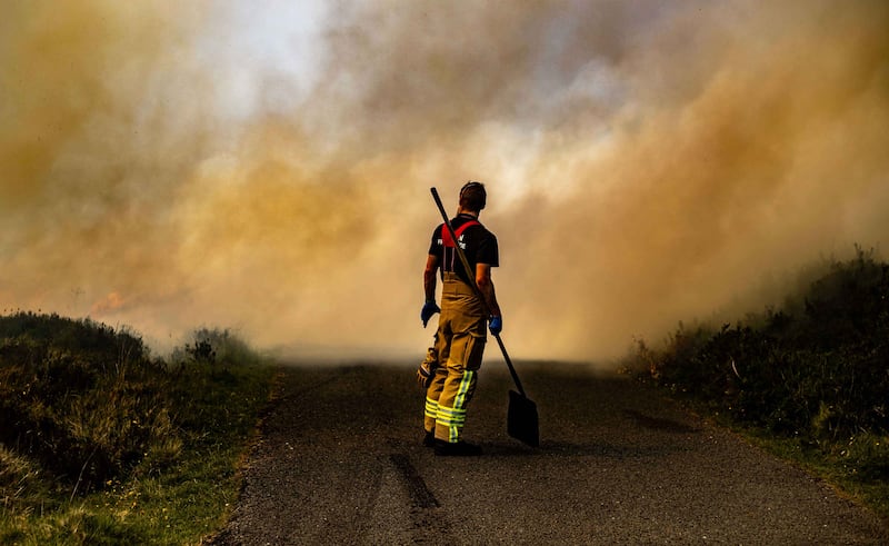 The fire which, began overnight, is centred on the Piperstown Road area, near Glenasmole. Photograph: Damien Storan